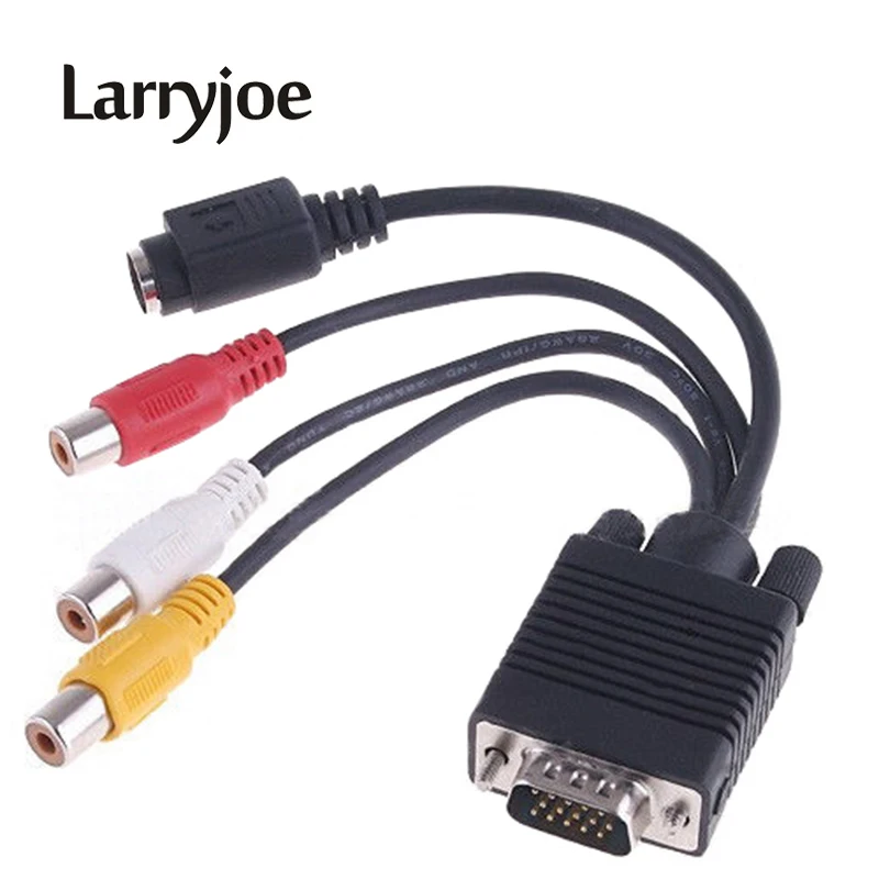 Конвертер Larryjoe VGA в S Video 3 RCA Female композитный адаптер AV TV Out кабель для ПК ноутбука