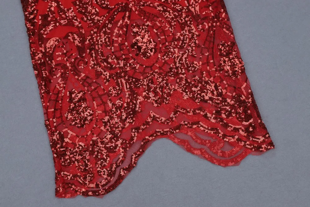 Новое поступление Для женщин летние Бандажное платье знаменитость одежда для подиумов и вечеринок сексуальный v-образный вырез красного цвета с кружевами и блестками, размеры с Клубные платья Vestido