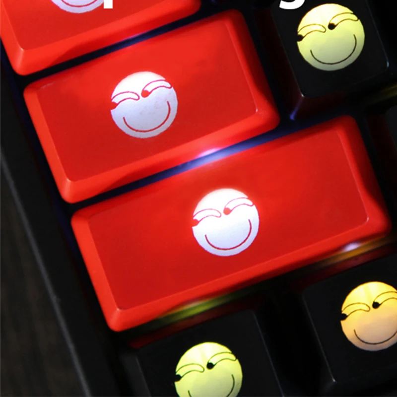  HFSECURITY ABS Mechanical Keyboard Keycaps Backlight Squinting Smile Emoji Keycaps for Mechanical Keycaps