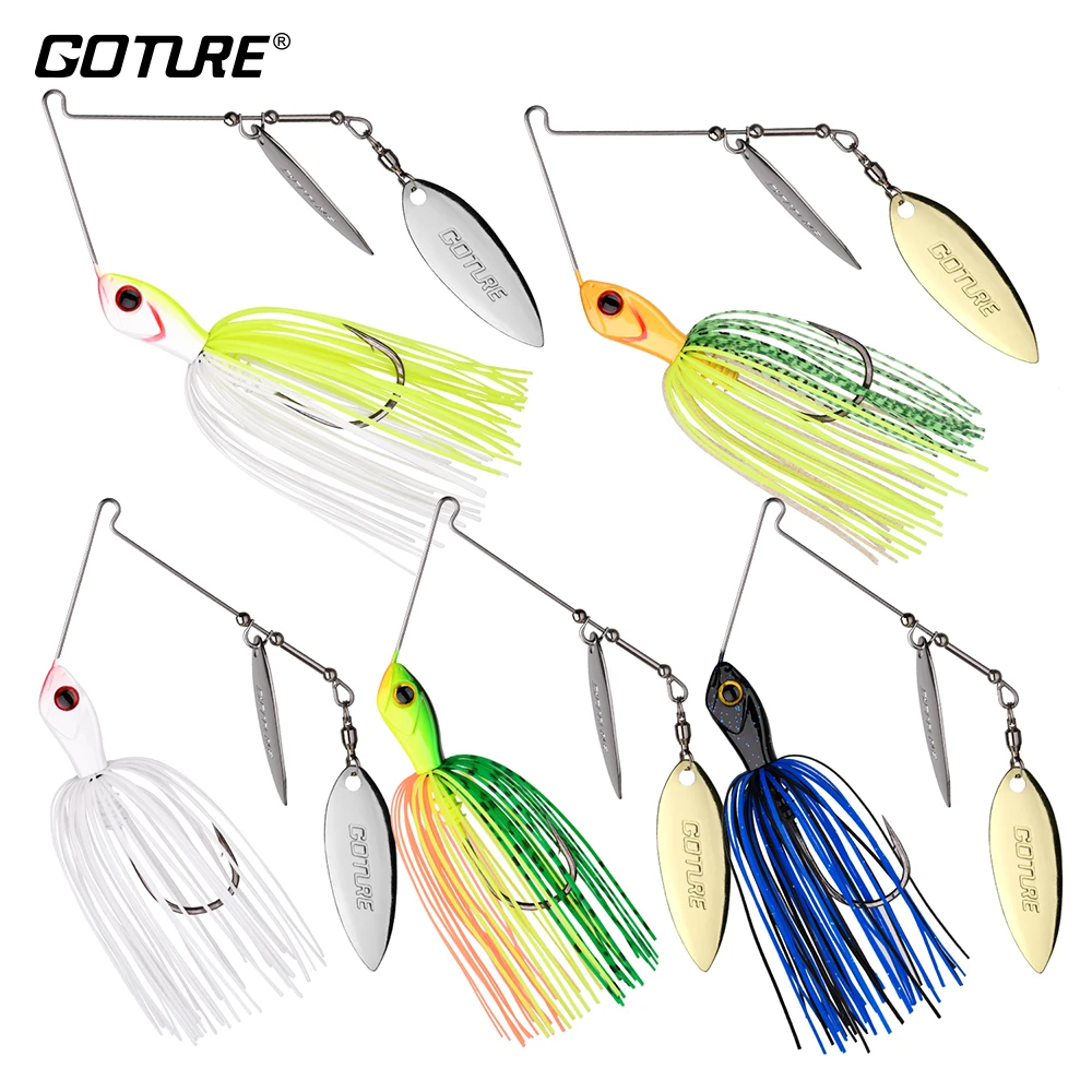Goture 5pcs//lot Spinnerbaits Bass Trout Fishing Lures Blade Skirt Spinner Bait