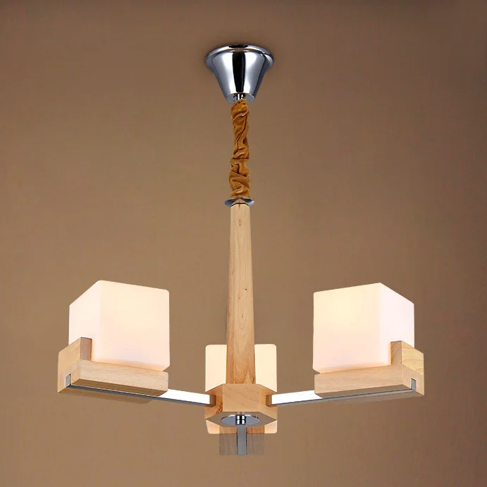 Simple Japan Style Wood Luminaire Study Room Hanging Wood Chandelier Decor Rope Wood Pendant Lamps With No Bulbs D60