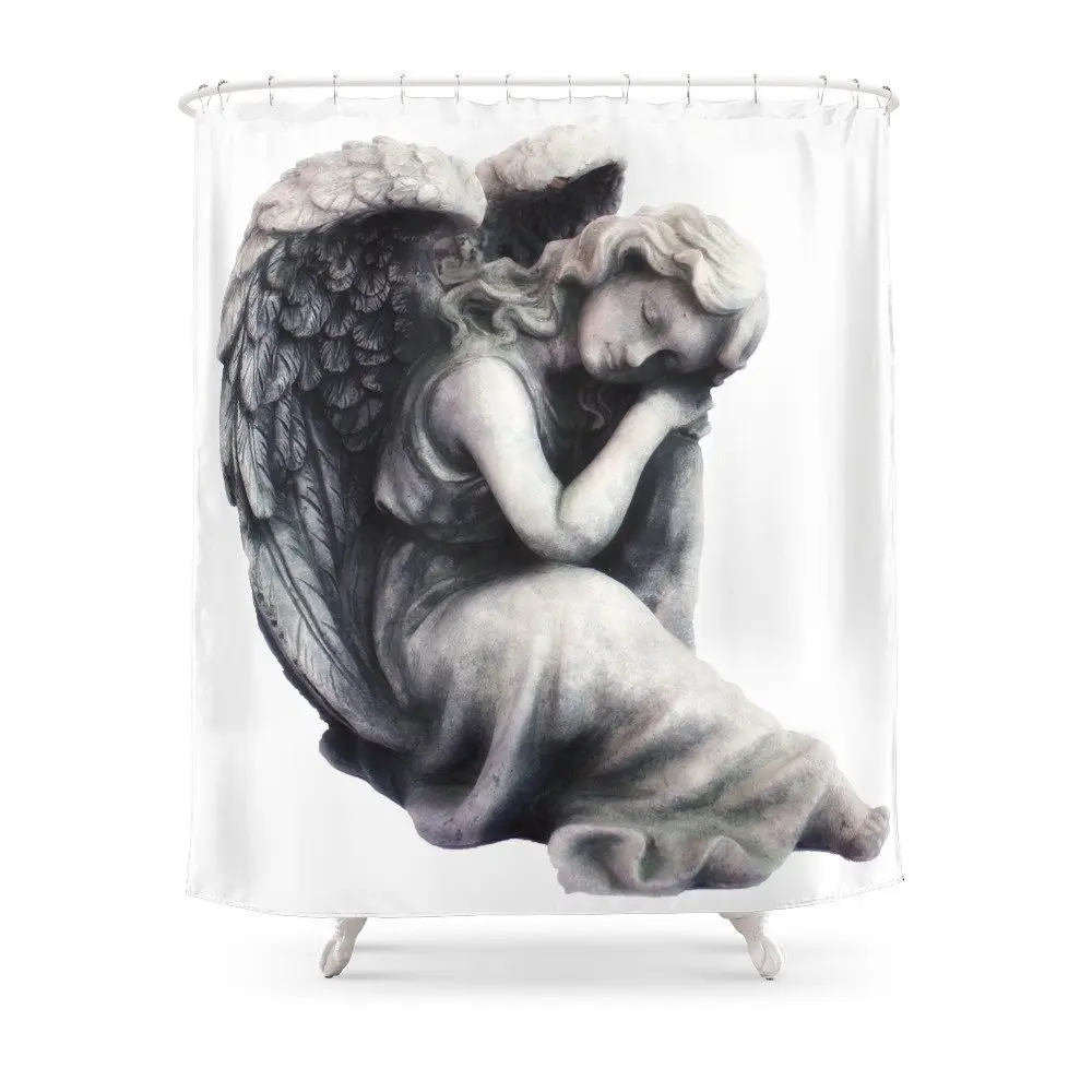 Resting Angel Shower CurtainSet Bath Curtain For Bathroom With Non-slip Floor Mat | Дом и сад