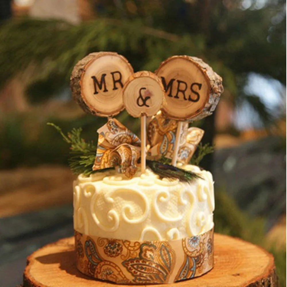 MR& Mrs деревенский Свадебный Топпер для торта обручение деревянный Топпер для торта деревянные буквы украшения для торта Подарки Сувениры принадлежности