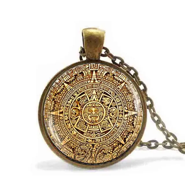 Mayan Calendar Pendant Jewelry Aztec Mayan Calendar Pendant Jewelry Aztec Necklace Antique Bronze Chain Astronomy Archaeology For Men