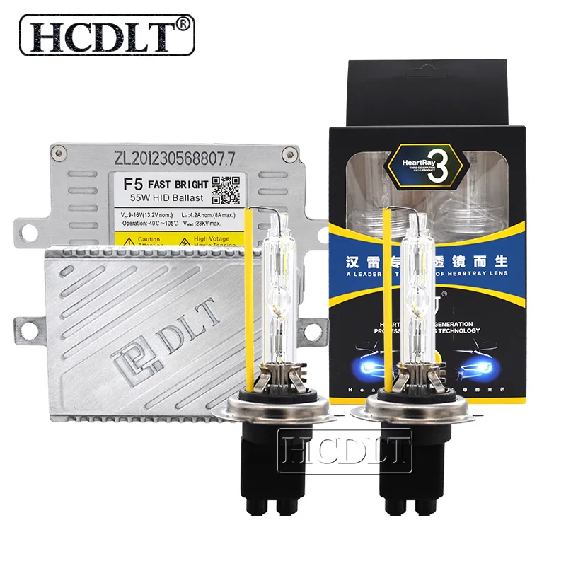 HCDLT 55W Xenon HID Kit Reactor DLT F5T Fast Start Slim HID Ballast 35W HeartRay Xenon H1 H7 H11 HB3 HB4 D2H Car Headlight Kit (4)