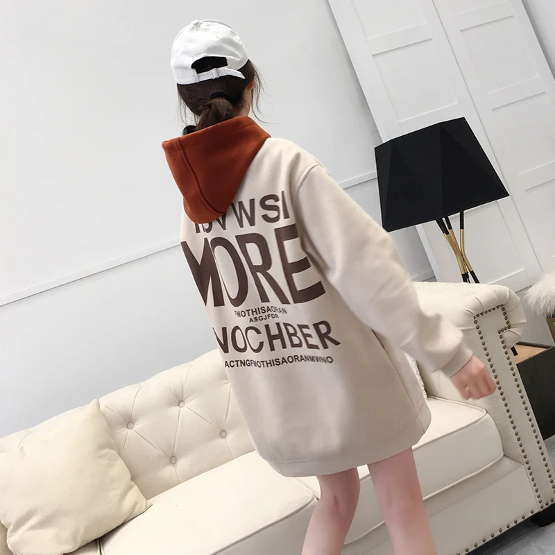 D'hiver 2018 Qpipsd Capuche brown Dans Sauvage Nouvelle Manteau Longue Section Capuchon Mode Femmes Épais Hauts Coréenne Automne La Blue De À Et Lâche Rwrq7Rnz