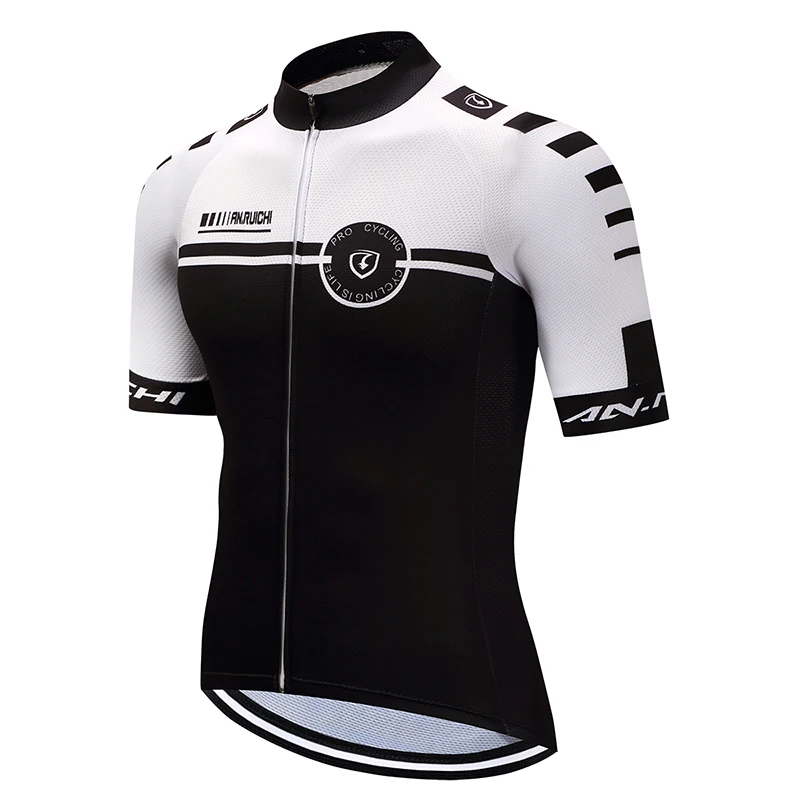 Men Summer Cycling Jersey Black Matches White Bike Riding Clothes Sport Short Sleeve Riding