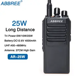 ABBREE AR-25W Tri-мощность 25 Вт 10 Вт 5 Вт UHF 400-480 мГц 10 км рация Любительское радио и 37 см высоким коэффициентом усиления антенны и 4000 мАч Батарея