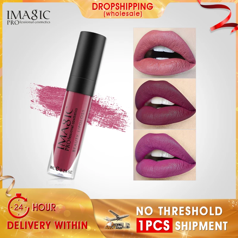 

IMAGIC Matte Lipgloss Kit Rare Lip Paint Matte Liquid Lipstick Waterproof Strawberry Long Lasting Gloss FB Lip Gloss