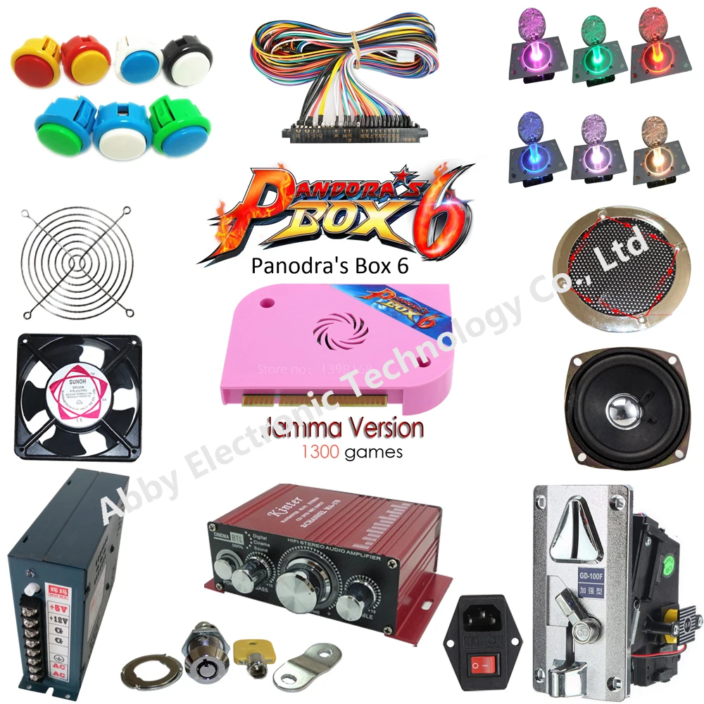 Pandora Box 6 DIY Arcade Bundles Kits Parts With Power Supply Jamma Harness Joystick Push Button for DIY game console
