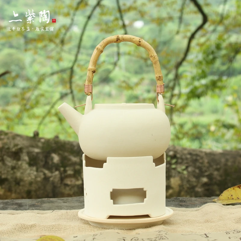 Большой емкости белый глиняный нагреватель для чайника кунг-фу чайник с Спиртовка