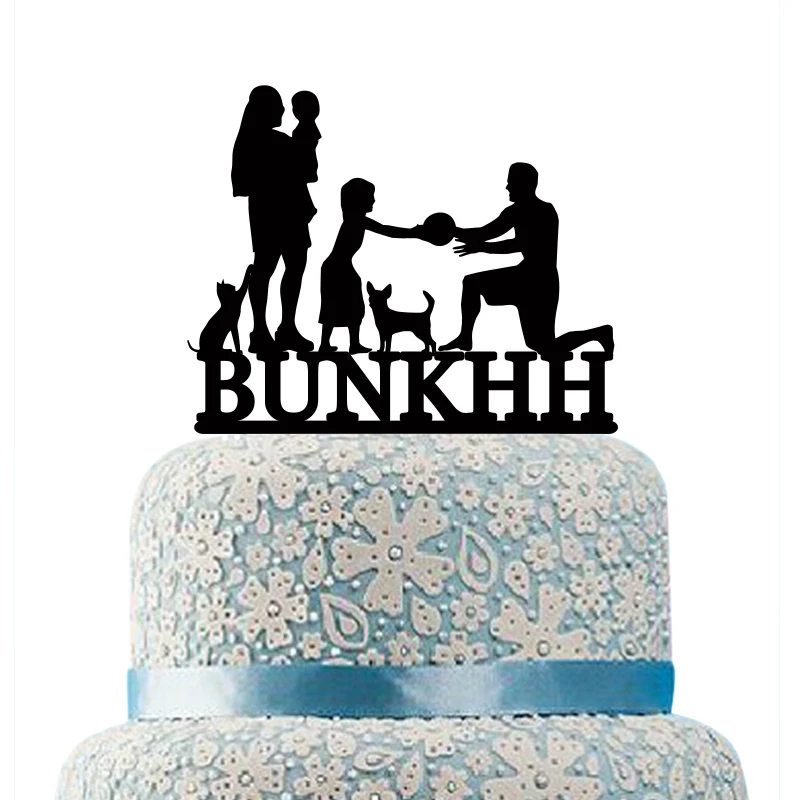 

Personalized Wedding Cake Topper with Dog Acrylic Family Wedding Cake Topper Bride and Groom Cake Topper Wedding Cake Decoration