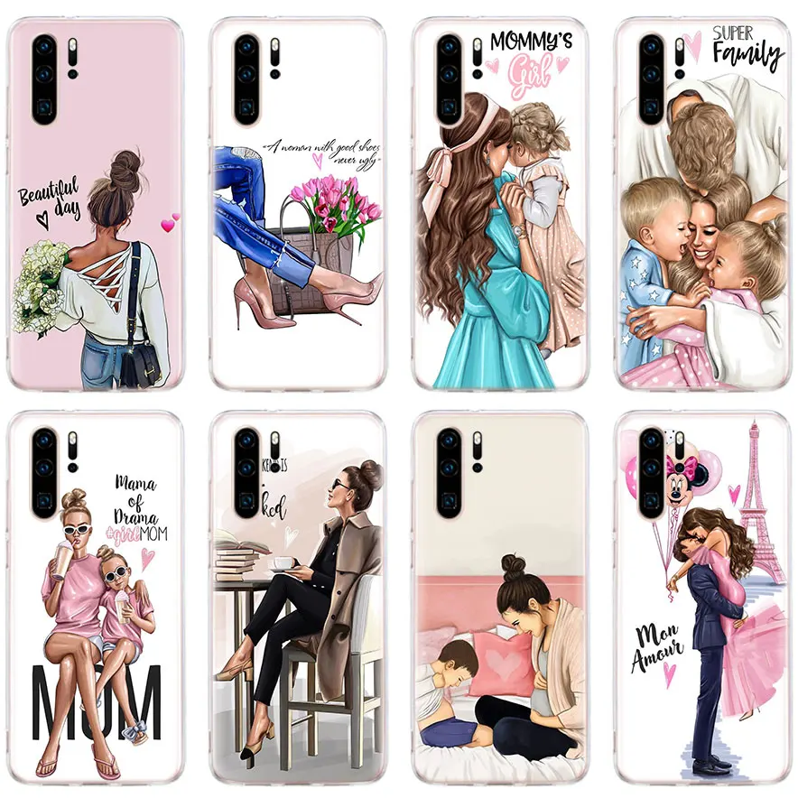 

Mom And Baby GIRL LOVE Silicone Soft Phone Cases for Huawei P30 P20 Pro P10 P20 Lite Mate 20 Pro P Smart Plus Case Coque