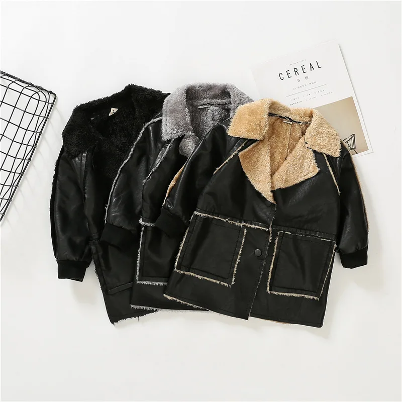 

Children PU Coat 2017 Winter Christmas Thick Velvet Children PU Leather Jackets Baby Boys Hot Clothing Children's Coat Outwear
