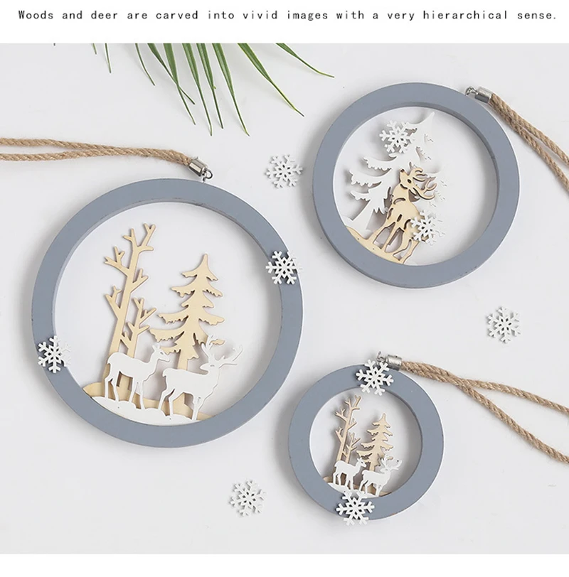 Flone Nordic Decoration Home Wooden Elk Hanging Ornaments Christmas Nursery Decor Kids Room Decoration Supplies Accessories (9)