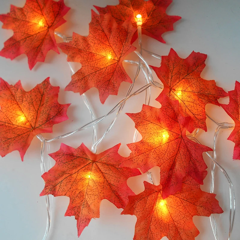 

1/2/3/4m Simulation Maple Leaf String Holiday Battery Box Small Lantern Wedding Lights Outdoor Decoration String