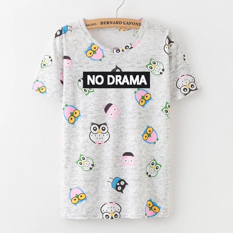 

S-XXL NO DRAMA Cactus T shirt Women Casual Summer Tshirts Cotton Femme tops & tees Vintage Black White Red T-shirt Women