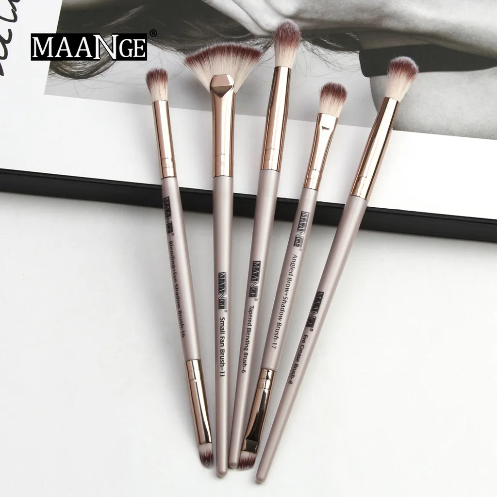 

MAANGE 5pc Makeup Brushes Wooden Foundation Cosmetic Eyebrow Eyeshadow Powder Brush Professional Brushes Cosmetic Tools Kit G710