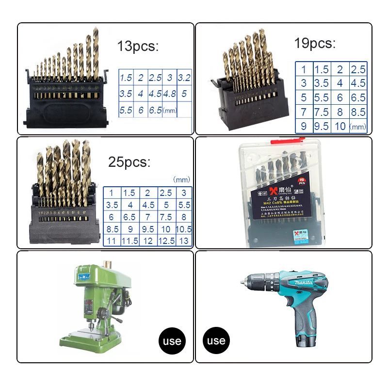 M42 HSS набор спиральных сверл для металла содержит 8% Кобальт медь железо алюминий дерево нержавеющая сталь буровые коронки