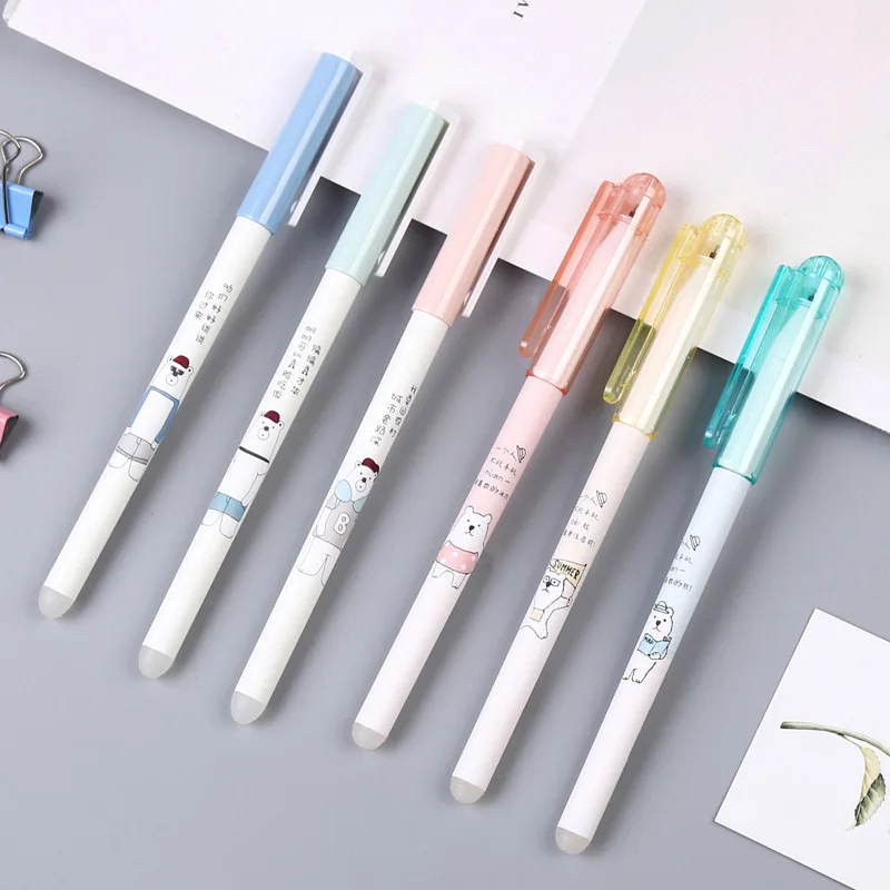 

3pcs Lovely Cartoon Korean Bear Erasable Gel Pen Cute Kawaii Animal Black Ink Pen For Chidren Gift School Stationery Supplies