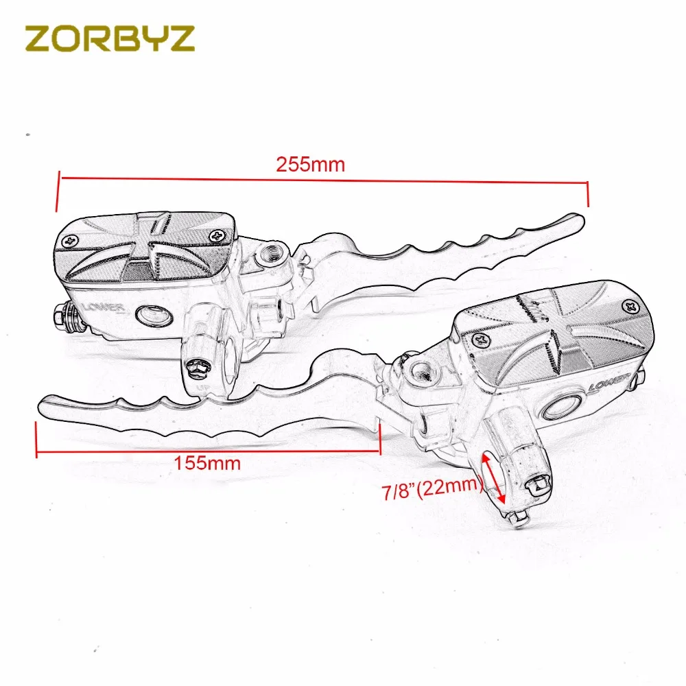 ZORBYZ 7/" 22 мм мотоциклетные хромированные перекрестные органы управления рулем водонагреватель тормоза гидравлические Рычаги Сцепления