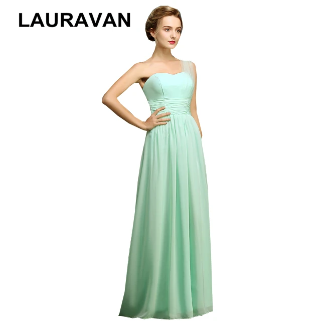 Новое поступление vestidos longo женское легкое Мятное зеленое платье с одним плечом шифоновое длинное свадебное платье платья скромные платья