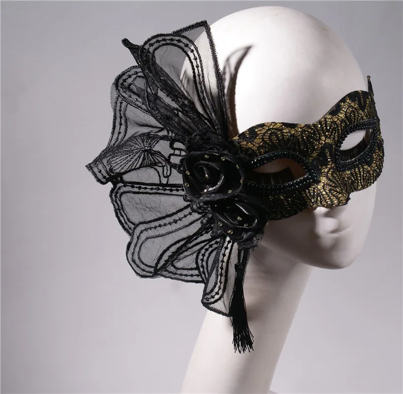 

Golden Lace Side Flower Half Face Small Face Beauty Mask Ladies Party Banquet Party Adult Mask