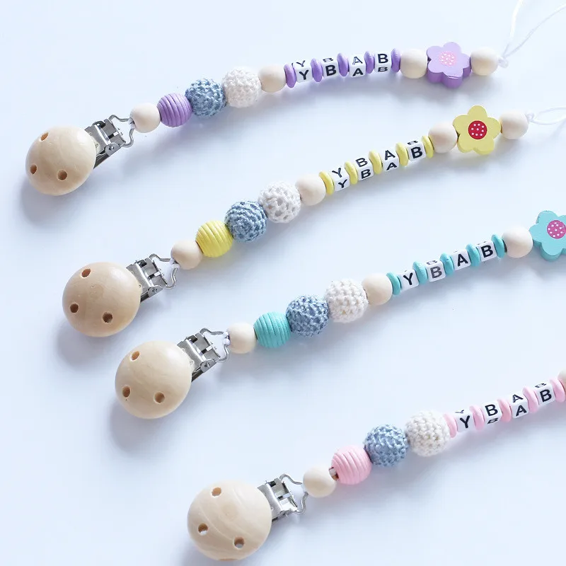 ideacherry Baby Pacifier Chain For Nipples Babies Pacifier Clips Soother Holder Accessories Hand Made Colourful Beads Dummy Clip