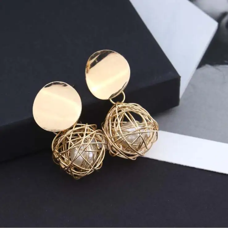 

High Quality Fashion statement earrings Geometric ball earrings For Women Hanging Dangle Earrings Drop Earing modern Jewelry