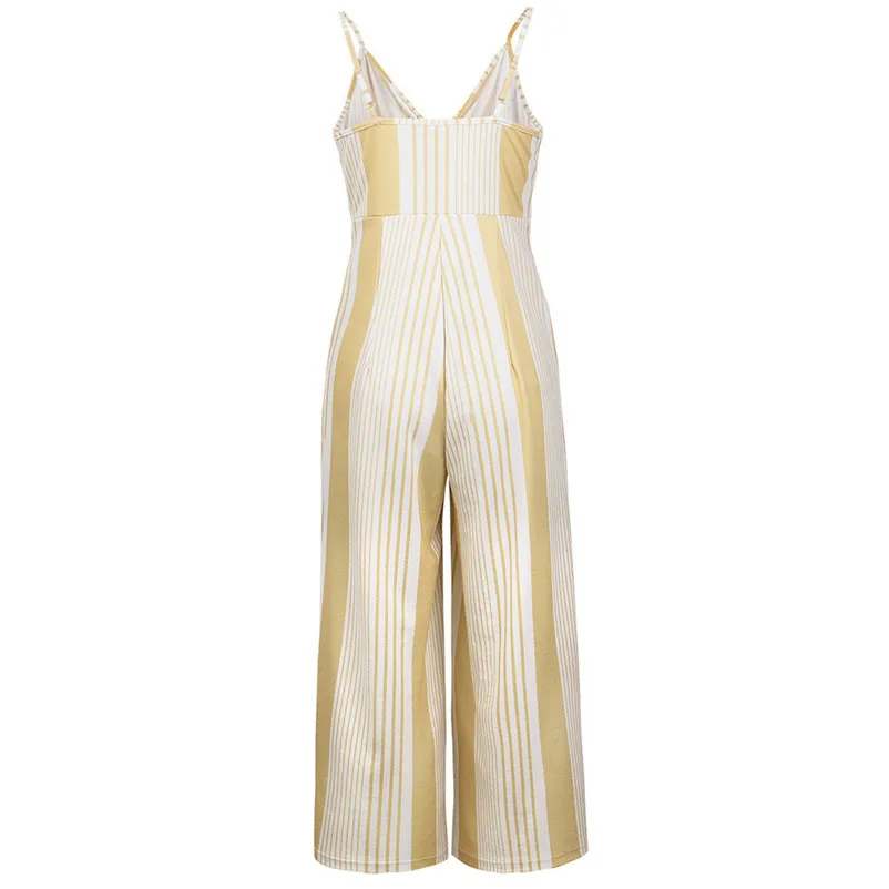 Fashion summer jumpsuit woman 2018 Stripe Print Jumpsuits Lady Loose Playsuit Long Trousers Bodysuit pantaloni siamesi J21#N (11)