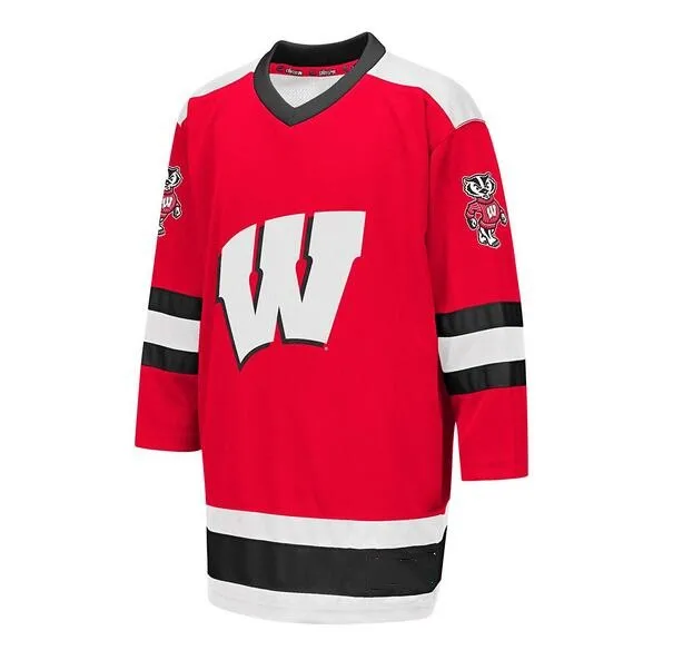 Rare Vintage Wisconsin Badgers Hockey Jersey Embroidery Stitched