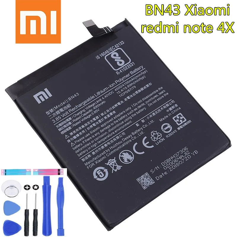 Xiao mi оригинальный сменный аккумулятор для телефона Xiaomi Redmi Note 4x/Note 4 global Snapdragon 625 4000