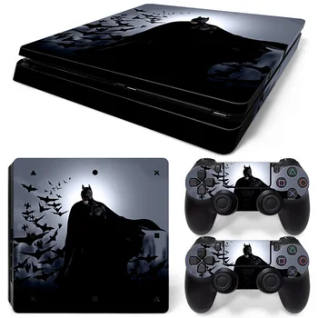

batman with many bats under the moon style sticker skin for PS4 slim console and two controller skin covers #TN-P4Slim-0078