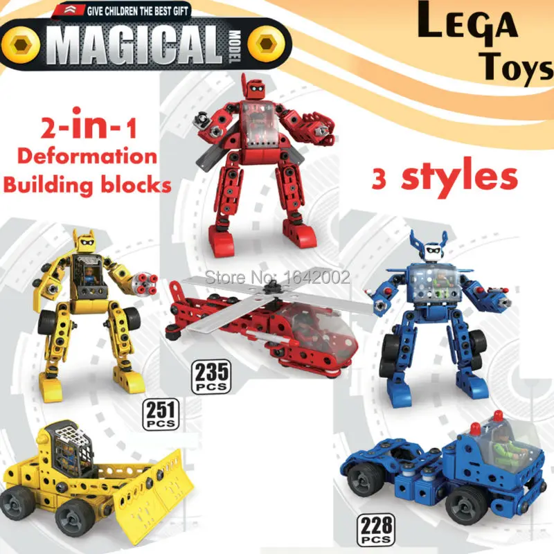 

2-in-1 magical model kits Building blocks deformation Robot Kits Puzzle airplane Car Assemblage Educational Toys for children