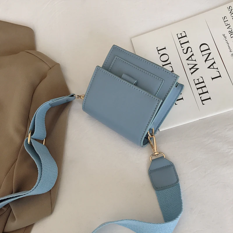 Мини-сумка с квадратной застежкой летняя новая качественная женская дизайнерская сумка из искусственной кожи дорожная сумка через плечо сумки - Цвет: Синий