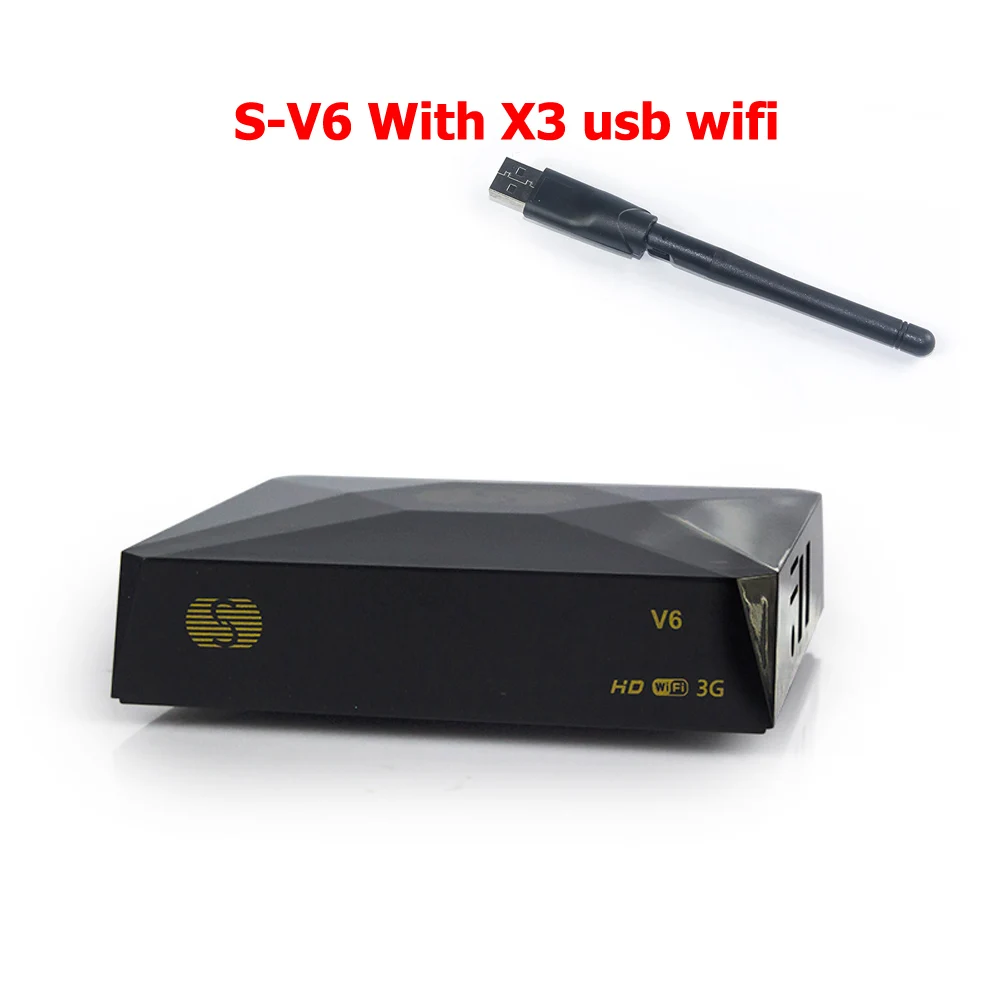 [Подлинный] S-V6 Мини HD DVB-S2 спутниковый ресивер V6 Поддержка CCCAMD Newcamd xtream ip ТВ колеса ТВ USB Wi-Fi 3g Biss ключ youtube - Цвет: with usb wifi