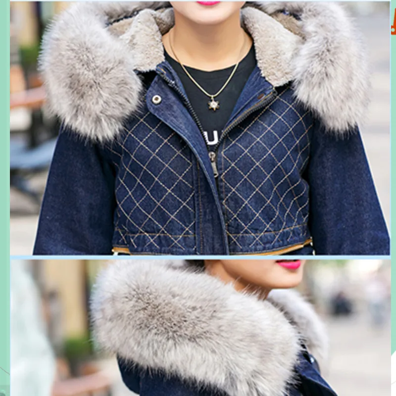 Décontracté Nouvelle À Capuche Parka Manteau Hiver Vêtements Mode Veste Femme Jean Manteaux Coton Bleu Outwear Femmes En UIxqwI0Hr
