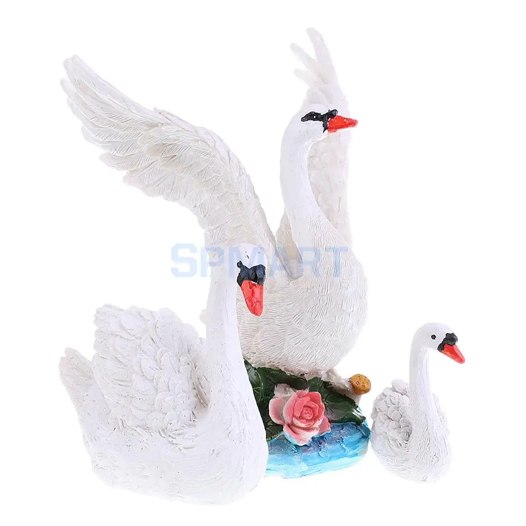 Indoor Outdoor Garden Decor Resin Swan Family Figure for Backyard Decoration