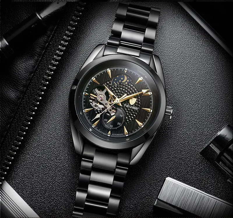 TEVISE Watch Men Moon Phase Mechanical Watches Luminous Automatic Watch Waterproof Steel Fashion Business Wristwatches Male  (17)