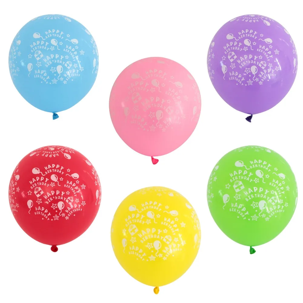 10 шт 12 дюймов с днем рождения Печатный латексный баллон смешанные цвета латексные шары украшения на день рождения Надувные водушные шары