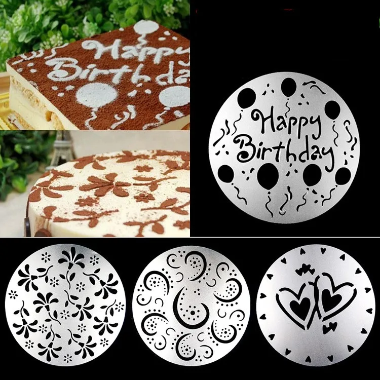 4pcs Baking Fondant Cake Stencil Template Mold Birthday Spiral