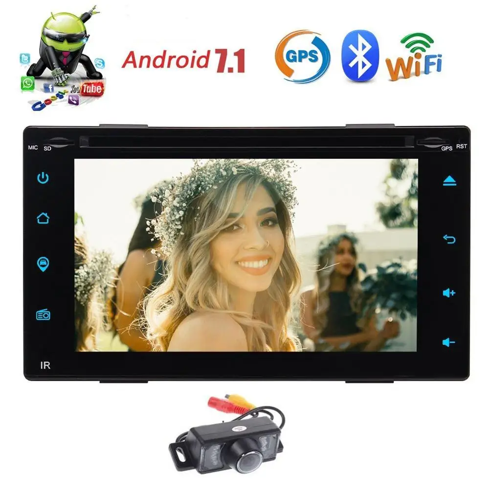 Android 7.1 Octa Core 2Din Car Stereo Radio Bluetooth GPS Navigation 6.2'' Support WIFI 4G MirrorLink AUX USB SD DVR+Back Camera