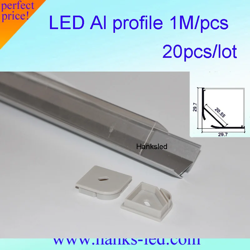 HKS LED профиль 1 м анодированного алюминиевого профиля для Свет Бар Полки угол света 20 м/лот