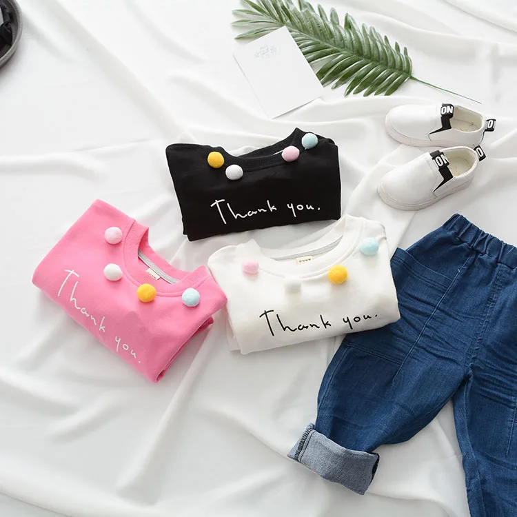 Children Sweatshirt Autumn Girls Shirt Long Sleeve T-shirt For Girls Fashion Colorful Pompoms Kids Clothes Brands Baby Girl Tops (5)
