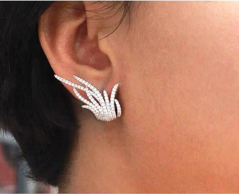 

ACCKING Fire Brilliant Elegane Big Stud Earrings for Women Earring Fashion Jewelry brincos Ohrringe cuff Boucle D'oreille
