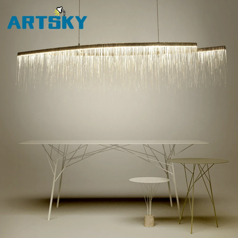 

Moderne aluminium ketting meteorenregen led hanglamp voor hotel hal restaurant eetkamer zilveren creatieve opknoping hanglamp