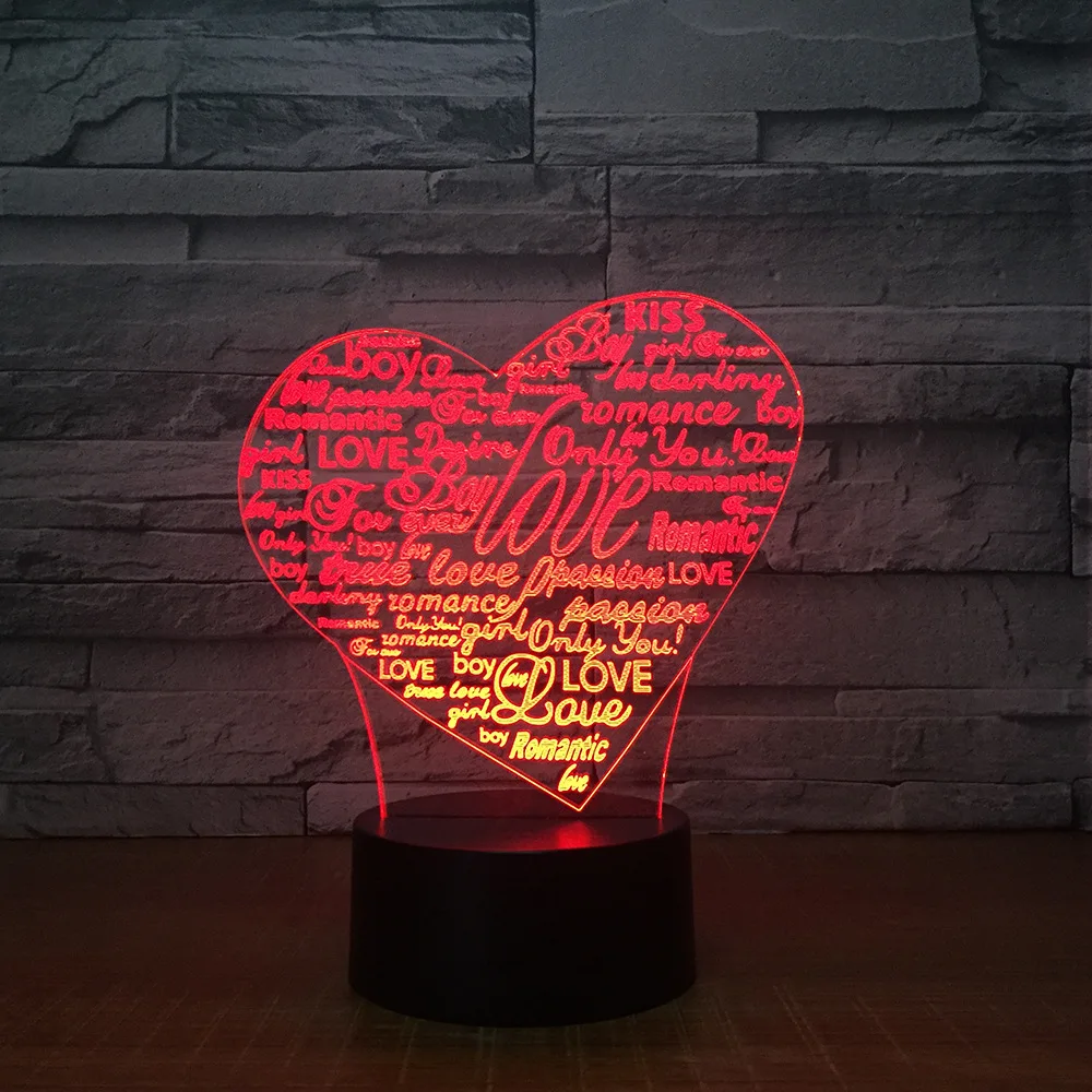 

Love Light Lamp with Bluetooth Speaker 3D Creative Stereo Vision Color Changing Bedroom Bedside LED Music Night Lights