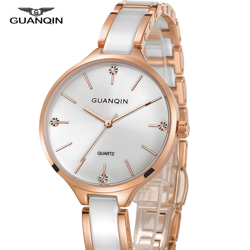 

GUANQIN Watch Women dress ladies watch waterproof Quartz Wrist watches Ceramic fashion Gold Women Wristwatches relogio feminino