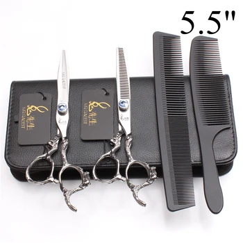 

4Pcs 5.5" 6" JP 440C Mr Rabbit Hairdressing Scissors Thinning / Cutting Scissors Profrssional Hair Scissors Combs Add Bag T9100