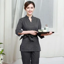 Китай Hanfu стиль комбинезоны Маникюр косметолог комбинезоны зимние штаны спа-техник массаж клуб педикюр техник костюм